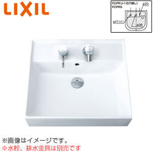 洗面器単品[ベッセル式][壁掛式][角形][500×450][水栓取付穴径:φ36][中央1ヶ所][排水栓用穴あり]