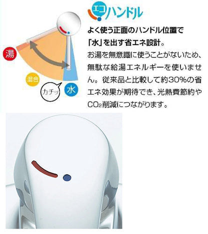 洗面用蛇口[台][シングルレバー混合水栓][ポップアップ式][エコハンドル][泡沫][一般地寒冷地共用]