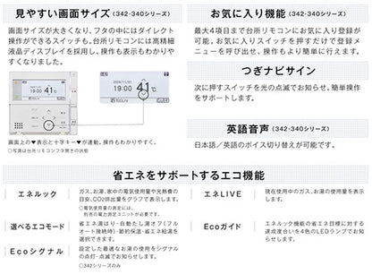 リモコンセット 300タイプ[浴室・台所リモコン][ハイグレード][無線LAN対応][停電モード対応][給湯器部材]