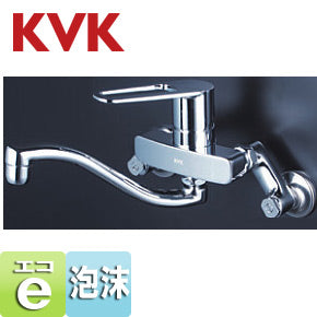 キッチン用蛇口[壁][シングルレバー混合水栓][首長204mm][上向パイプ][eレバー][泡沫][一般地]