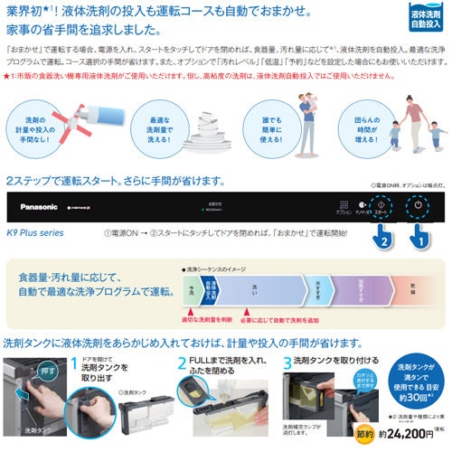 ビルトイン食洗機 M9Plusシリーズ[取替用][スライドオープン][ドアパネル型][深型][幅45cm][奥行65cm][約6人用][シルバー]