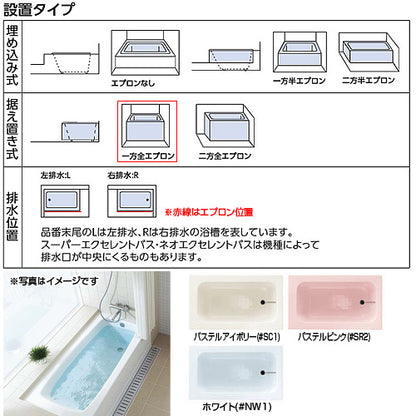 ●浴槽 洋風バス[据置浴槽][1500サイズ][浴槽 ポリバス][一方全エプロン][排水穴左仕様]