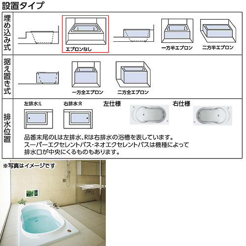 ●浴槽 ネオエクセレントバス[埋込浴槽][1600サイズ][エプロンなし][ワンプッシュ排水栓式][ブローバスSX2]