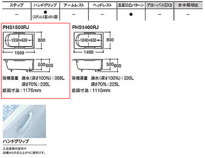 浴槽 ラフィア[埋込浴槽][1500サイズ][エプロンなし][ワンプッシュ排水栓式][エプロンなし][ホワイト]