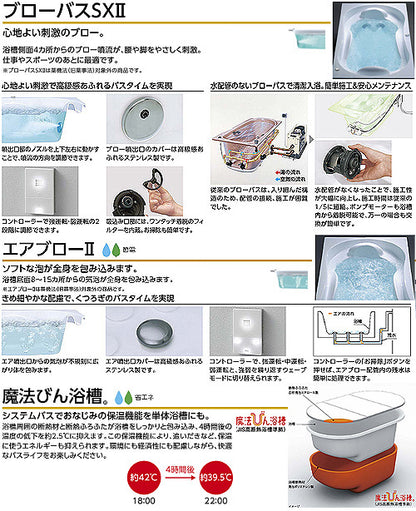 ●浴槽 スーパーエクセレントバス[埋込浴槽][1400サイズ][ワンプッシュ排水栓式][魔法びん浴槽][エアブロー2][ブローバスSX2]