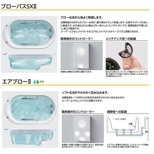 ●浴槽 スーパーエクセレントバス[埋込浴槽][1750サイズ][ワンプッシュ排水栓式][エアブロー2][ブローバスSX2][握りバー1本][ソフトピロー付][パラダイスホワイト]