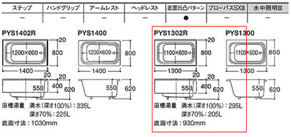 浴槽 ポリバス[埋込浴槽][1300サイズ][二方半エプロン][ゴム栓式]