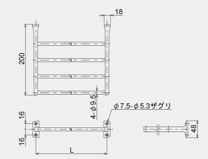 ●タオル棚[長さ400mm][浴室可][アクセサリー]▲