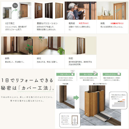 ●リシェント玄関ドア3[12N型][親子ドア][ランマなし][採光あり][高断熱仕様][手動施錠][外額縁:75mm][内額縁:大]