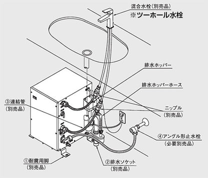 小型電気温水器 湯ぽっと[床置設置][先止式][貯湯式][手洗洗面用][本体のみ][2穴用][100V][12L][わきあげ温度:約60度][床排水用][集合住宅用]