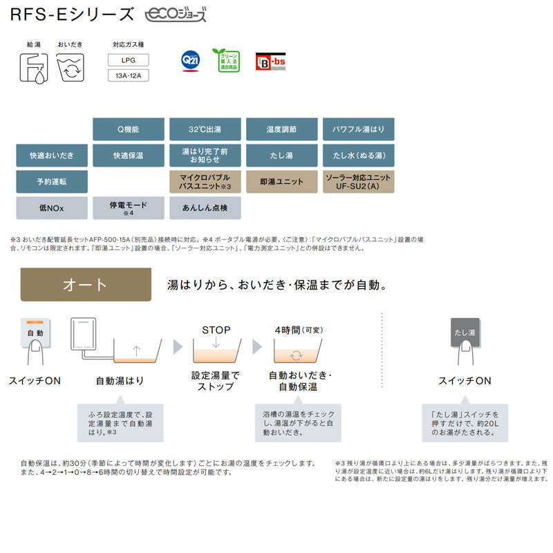 ガスふろ給湯器[エコジョーズ][本体のみ][隣接設置型][前面排気][オート][20号][シャイニーシルバー][プロパンガス]