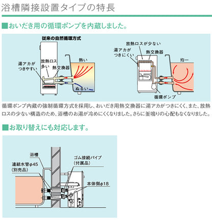 ガスふろ給湯器[エコジョーズ][本体のみ][隣接設置型][前面排気][フルオート][24号][シャイニーシルバー][プロパンガス]