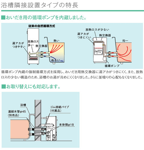 ガスふろ給湯器[エコジョーズ][本体のみ][隣接設置型][前面排気][フルオート][24号][シャイニーシルバー][都市ガス]