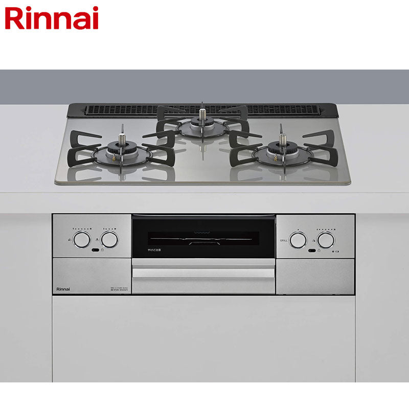リンナイ ビルトインガスコンロ マイトーン[60cm][乾電池][フレームレスガラス:シルキーシルバー][前面パネル:シルバー][ごとく:ホーロー][ココットプレート付属][都市ガス]