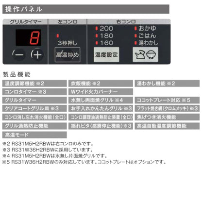 ビルトインガスコンロ メタルトップ[60cm][乾電池][ホーロートップダークグレー][前面パネル:ブラック][ごとく:ホーロー][都市ガス]