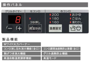 ビルトインガスコンロ メタルトップ[60cm][乾電池][ホーロートップダークグレー][前面パネル:ブラック][ごとく:ホーロー][プロパンガス]