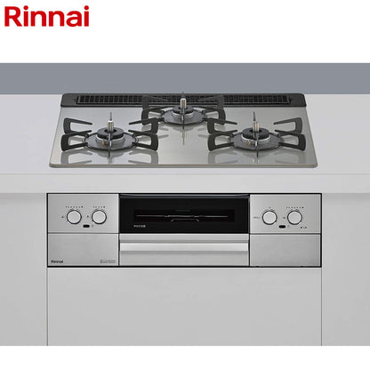 リンナイ ビルトインガスコンロ マイトーン[60cm][乾電池][フレームレスガラス:シルキーシルバー][前面パネル:シルバー][ごとく:ホーロー][ココットプレート付属][焼き網付属][都市ガス]