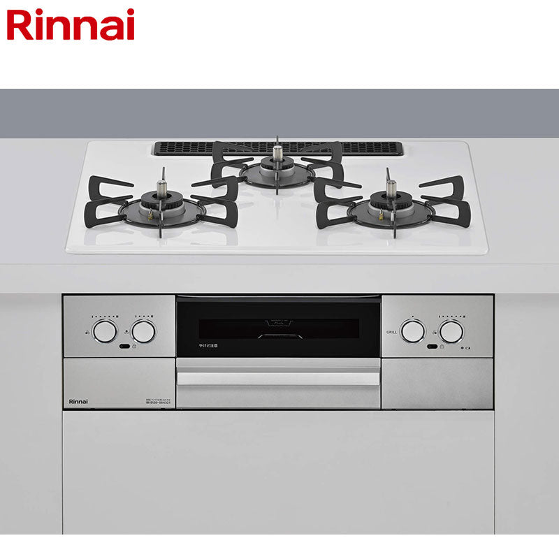 リンナイ ビルトインガスコンロ マイトーン[60cm][乾電池][プレミアムガラスコート:ミストホワイト][前面パネル:シルバー][ごとく:ホーロー][ココットプレート付属][プロパンガス]
