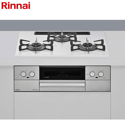 リンナイ ビルトインガスコンロ マイトーン[60cm][乾電池][プレミアムガラスコート:ミストホワイト][前面パネル:シルバー][ごとく:ホーロー][ココットプレート付属][プロパンガス]