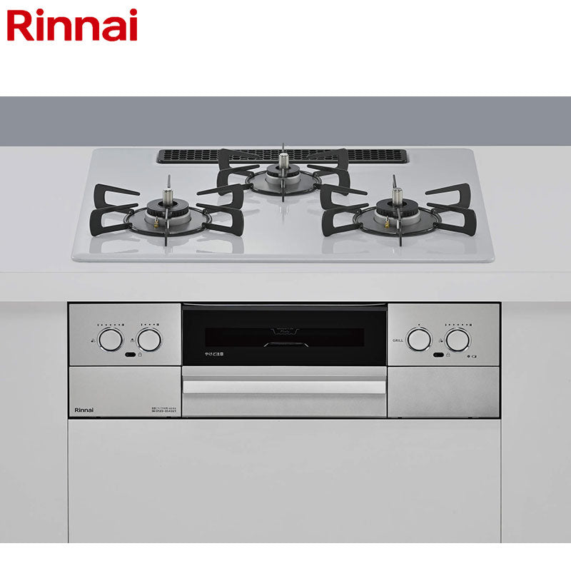 リンナイ ビルトインガスコンロ マイトーン[60cm][乾電池][プレミアムガラスコート:フラットグレー][前面パネル:シルバー][ごとく:ホーロー][ココットプレート付属][プロパンガス]