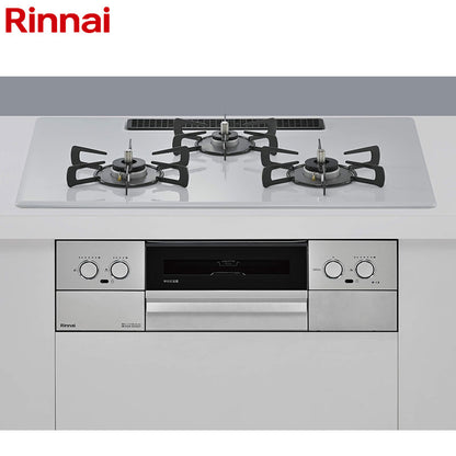 リンナイ ビルトインガスコンロ マイトーン[75cm][乾電池][プレミアムガラスコート:フラットグレー][前面パネル:シルバー][ごとく:ホーロー][ココットプレート付属][焼き網付属][プロパンガス]