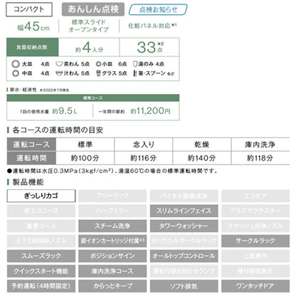 ビルトイン食洗機[取替用][スライドオープン][ドアパネル型][浅型][幅45cm][奥行60cm][約4人用][化粧パネル対応][シルバー]