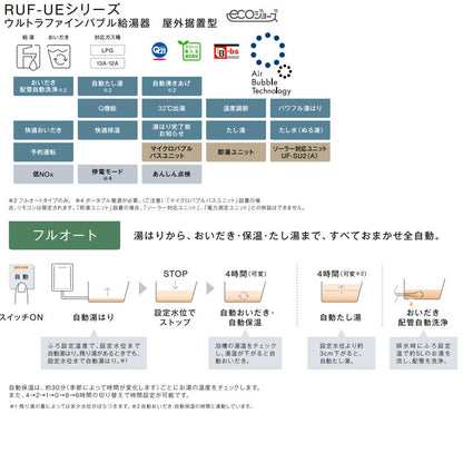 ガスふろ給湯器[エコジョーズ][浴室・台所リモコンセット][ウルトラファインバブル給湯器][屋外据置型][フルオート][24号][20A][シャイニーシルバー][プロパンガス]
