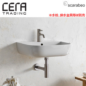 洗面器単品[スカラべオ社][グラム][ベッセル式][壁掛式][角形][550×420][水栓取付穴径:φ35][中央1ヶ所][ホワイト]