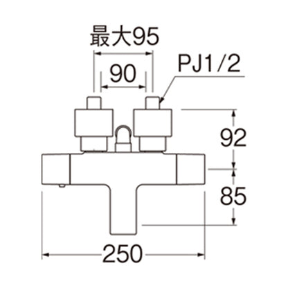 浴室用蛇口 スット[壁][サーモスタット付シャワー混合水栓][一般地]
