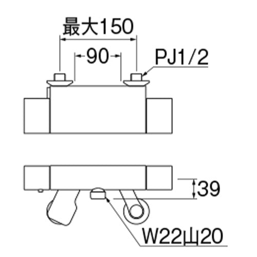 浴室用蛇口 スット[壁][サーモスタット付シャワー混合水栓][一時止水][一般地]