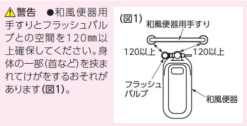 ●手すり[床固定][和風便器用][長さ:500mm][φ34][樹脂被覆タイプ]
