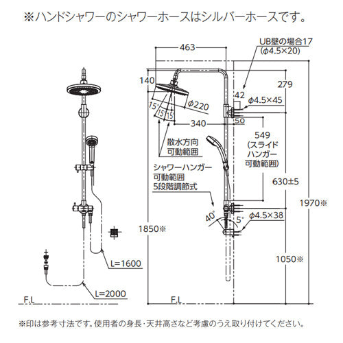 シャワーセット[壁][オーバーヘッドシャワー][コンフォートウエーブシャワー(樹脂)][浴室用蛇口別売]