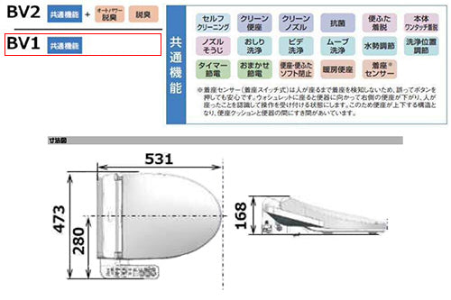 ●洗浄便座 ウォシュレットBV[BV1][貯湯式][共用サイズ][暖房便座][パステルアボリー]