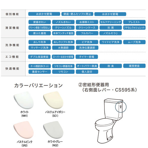 洗浄便座 ウォシュレット アプリコット[F1A][瞬間式][共用サイズ][暖房便座][オート洗浄][密結形便器用（右側面レバー）]