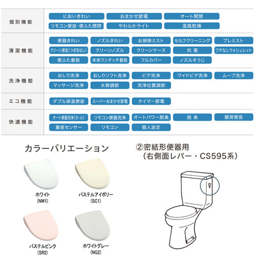洗浄便座 ウォシュレット アプリコット[F3A][瞬間式][共用サイズ][暖房便座][オート洗浄][オート開閉][温風乾燥][密結形便器用（右側面レバー）]