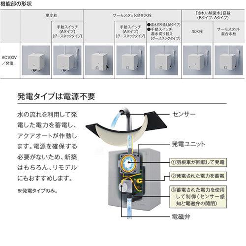 洗面用蛇口 アクアオート[台][Aタイプ][自動水栓][単水栓][発電タイプ