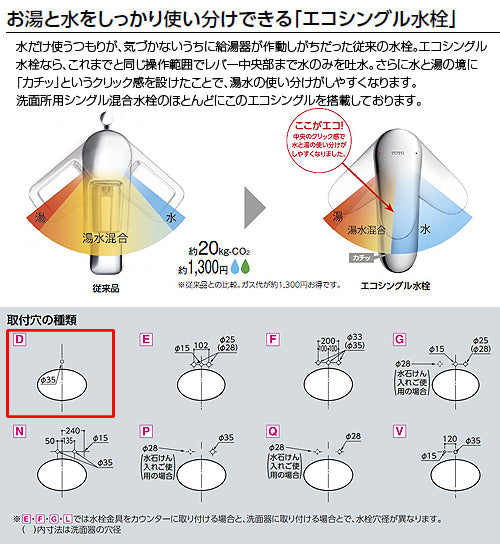 洗面用蛇口 GOシリーズ[台][シングルレバー混合水栓][エコシングル水栓][泡沫][首長126mm][ワンプッシュ式][一般地寒冷地共用]