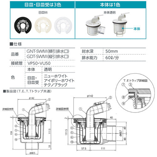 【値下】テクノテックイージーパンTPD640-CW2防水パン　排水トラップセット 洗濯機パンセット[640サイズ][中央排水][かさ上げ][イージーパン