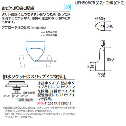 小便器セット[床置][リモデル][床:排水芯220mm][小形][塩ビ排水管用][フラッシュバルブ][一般地]