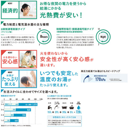 【10年保証付】【工事費込】電気温水器[インターホンリモコン付属][フルオート][460L][角型][スリム][屋内外兼用][スマイル10]