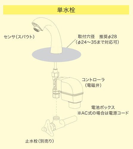 洗面用蛇口 デルマン[台][自動水栓][単水栓][AC100V][泡沫][一般地]