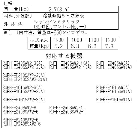 配管カバー[高さ450mm][RUFH-Eシリーズ][屋外壁掛型専用][シャンパンメタリック][給湯器部材]