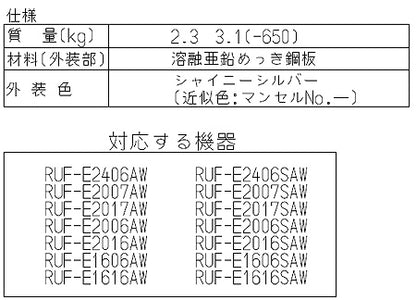 配管カバー[高さ650mm][RUF-Eシリーズ][屋外壁掛型・PS扉内設置型][シャイニーシルバー][給湯器部材]