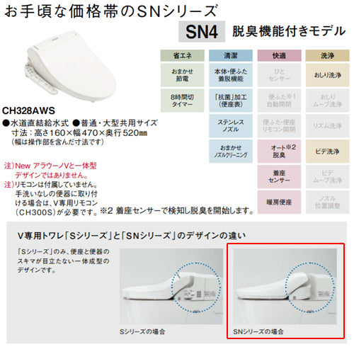 タンクレストイレ NewアラウーノV[専用トワレSN4][床:排水芯305～470mm][リフォーム][手洗い有り][タンクレス便器][寒冷地]