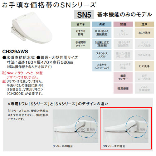 タンクレストイレ NewアラウーノV[専用トワレSN5][壁:排水芯120mm][手洗い無し][タンクレス便器][一般地]