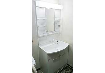 洗面化粧台交換工事　千葉県船橋市　GQM75KSCW-GQM75K1SMK