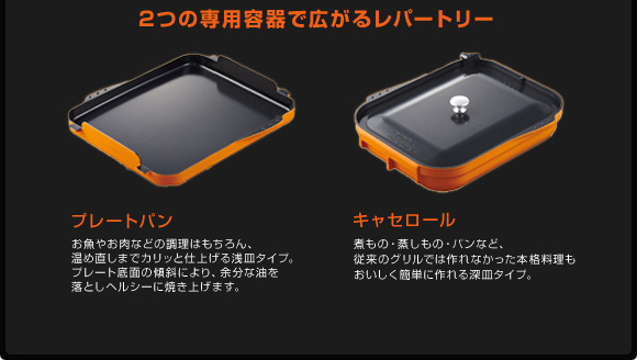 2つの専用容器で広がるレパートリー プレートパン キャセロール
