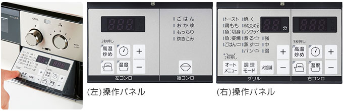 ピアット[マルチグリル]の操作パネル