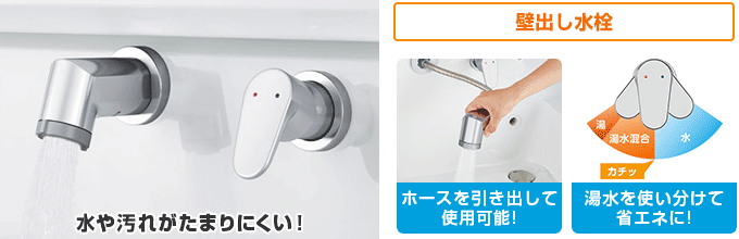 クリナップ S(エス):壁出し水栓