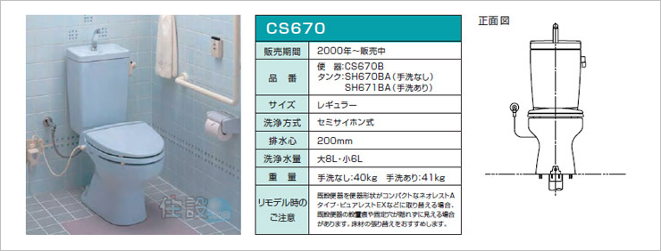 TOTOトイレ：床排水 CS670
